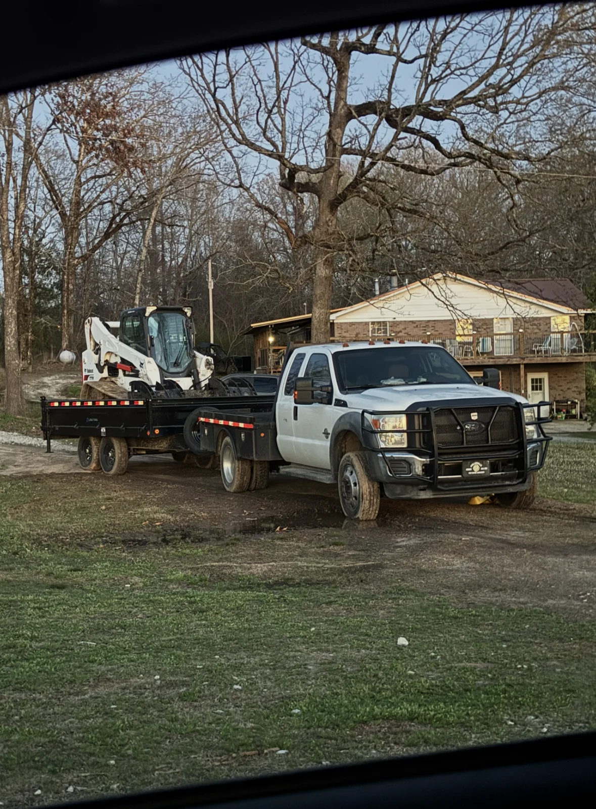 Tree service equipment at a residential jobsite